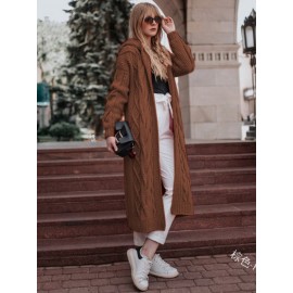 Plus Size - HERTALK Women'S Oversized Hooded Cable Sweater - Winter Warm Long Loose Fit Sweater with Round Neck & Raglan Sleeves, Plus Size Friendly Solid Color Cozy Sweater for Fall/Winter, Casual Elegant Style in & More Neutral Tones (No Chest Pad