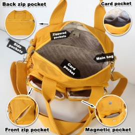 BO Women'S Multi-Pocket Nylon Crossbody Bag - Large Capacity Detachable Shoulder Strap, Multiple Zipper Pockets, Casual Style for Travel & Commuting, Available in Khaki