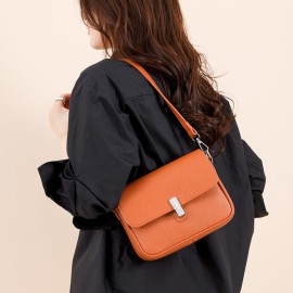 Women'S Genuine Leather Crossbody Bag - Minimalist Small Square Purse with Zipper Closure, Elegant Everyday & Formal Handbag, Durable Oil-Tanned Edges, Easy