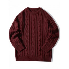 New Autumn-Winter Men's Casual Commuter Solid Color Crew Neck Knit Pullover