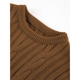 New Autumn-Winter Men's Casual Commuter Solid Color Crew Neck Knit Pullover