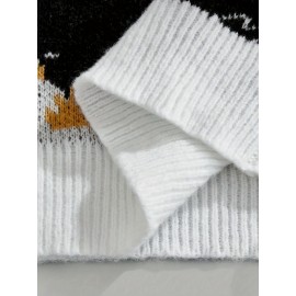 Men's Trendy Cute Pattern Animal Goose Pullover Casual Couple Street Round Neck Sweater Knitwear Warm