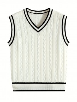 Men's Preppy Striped Color-Block Casual Versatile Knit Vest