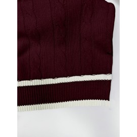 Men's Preppy Striped Color-Block Casual Versatile Knit Vest