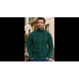 Men's Winter Knit Sweater Thickened Warm High Neck Pullover - Soft Cable Knit Design Solid Color Casual Cold Weather Sweaters for Office & Casual Attire (Regular Fit)