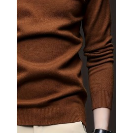 [Men's Turn-Collar Sweater] Cross-Border New Autumn-Winter Men's Solid Color Turn-Collar Pullover Knit Sweater