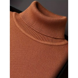 [Men's Turn-Collar Sweater] Cross-Border New Autumn-Winter Men's Solid Color Turn-Collar Pullover Knit Sweater