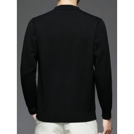 New Men'S Solid Color Round Neck Knitted Pullover Sweater