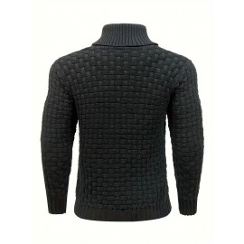 Men's Casual Waffle Knit Lapel Button Sweater
