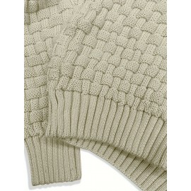 Men's Casual Waffle Knit Lapel Button Sweater