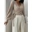 100% Wool Women's Elegant V-Neck Cardigan with Adjustable Tie Waist- Beige Long Sleeve Sweater, Lightweight Casual to Semi-Formal Outerwear for Spring