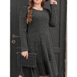 Solid Color Round Neck Dress Sweater