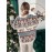 Women's Christmas Jacquard Sweater - Reindeer & Snowflake Cable- Pattern, Brown/White/Blue/Green/Red, Loose Fit Long Sleeve Round Neck Pullover, Cozy Winter Sweater for Holiday Parties & Casual Wear (Machine Washable)