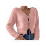 100% WOOL Cardigan | Autumn and Winter New Bow Single Breasted Sweater Coat with Long Sleeves and Lapel Collar