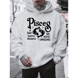 Plus Size Pisces Pattern Hoodie | Comfortable Fuzzy Sweatshirt with Zodiac Design, Printed with 