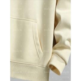 Men's Large Light Yellow Sweatshirt - Personalized /, Loose Fit Kangaroo Pocket Pullover, Machine Washable Casual Streetwear Hoodie for Groups, Teams & Corporate Branding ( Orders Welcome), PLUS SIZE