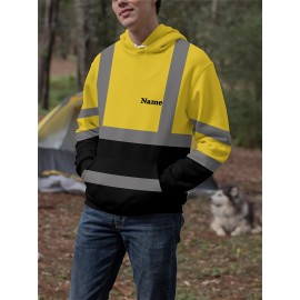 Custom Men's Hooded with Personalized Name/Text/Logo Print - Heavy-Duty Breathable Fabric Suitable for Gym, Team Uniforms, Promotional Wear - Adjustable Hood, Self-Defined Branding, Durable Casual Workwear for Large Sizes, PLUS SIZE