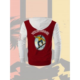 Men's Plus-Size Custom Full-Zip Sweatshirt - Personalized Logo & Text Printing, Size Hoodie for Branding/Gym/Outdoor Wear, Machine Washable Casual Sportswear (Regular Fit) - Orders Welcome Suitable for Gym,, Daily Wear, PLUS SIZE