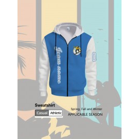 Men's Plus-Size Custom Full-Zip Sweatshirt - Personalized Logo & Text Printing, Size Hoodie for Branding/Gym/Outdoor Wear, Machine Washable Casual Sportswear (Regular Fit) - Orders Welcome Suitable for Gym,, Daily Wear, PLUS SIZE