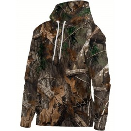 Men's Classic Hunting Camouflage Pullover Sweatshirt, Fuzzy Pullover Sweatshirt, PLUS SIZE