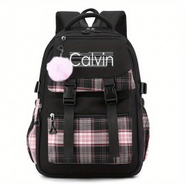 Calvin Inspired Backpack - Large Capacity School, Travel, Work Bag with Ergonomic Padded Straps, Multiple Compartments, Zipper Closure - Durable Nylon Backpack for Women & Men