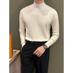 Men's Knit Sweater, Stand Collar Solid Color Novelty Pullover, Casual, Autumn Winter