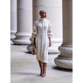 Elegant European and American High-Neck Long Dress for Women | Long-Sleeve A-line Winter Black Dress, Suitable for Weddings, Parties, and Formal Occasions, Machine Washable - Fashionable Long Dress, Solid Color, No, Regular Sleeve, Regular Top