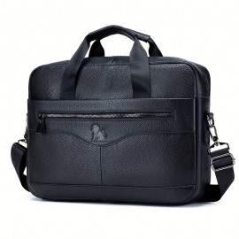 Leather Crossbody Bag, Men's Briefcase, Portable Shoulder Bag, Top Layer Leather File Bag, Large Leather Tote Bag, Leather Computer Bag, Suitable for Valentine's Day, Teacher's Day, Back to School, Graduation and Christmas Gifts